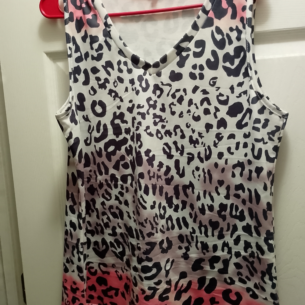 Leopard Print Sleeveless Top - Pink, Black, White and Purple
